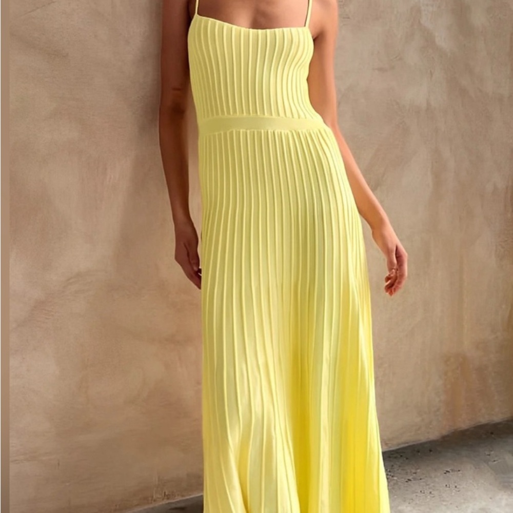 Commense Yellow Ribbed Maxi Sundress